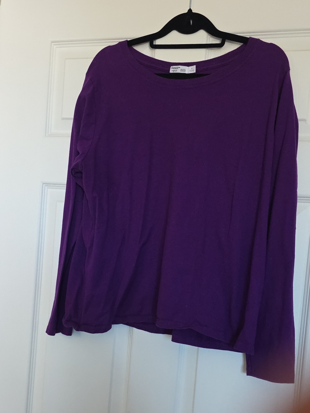 Hanes Purple Long Sleeve Crewneck Tee